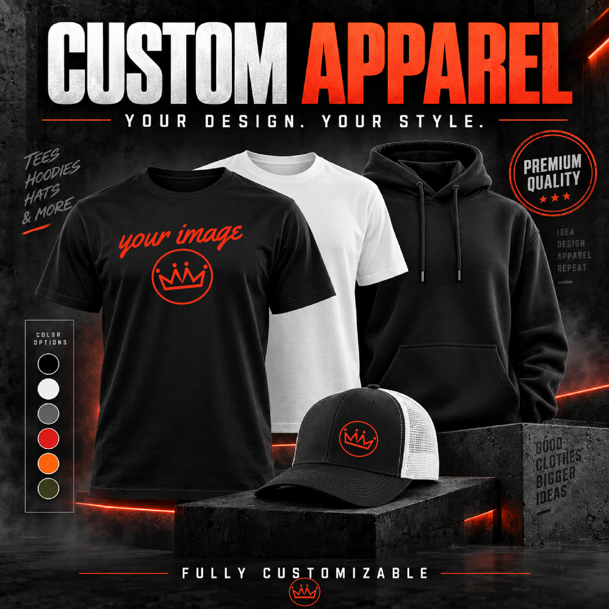 Custom Apparel  / Single Sided / Premium Printing