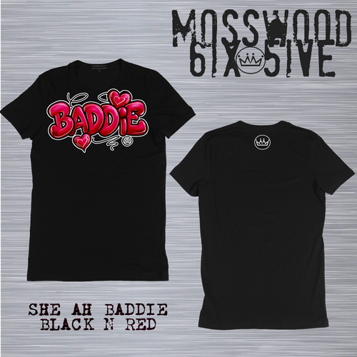 Mosswood 6ix 5ive "Baddie" Tee - Black & Red