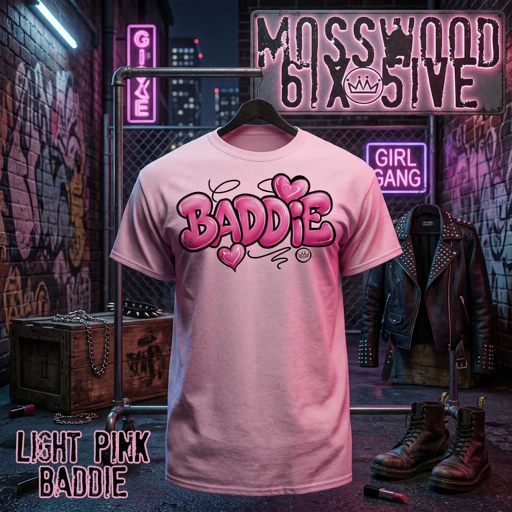 Mosswood 6ix 5ive "Baddie" Tee - Black or Pink