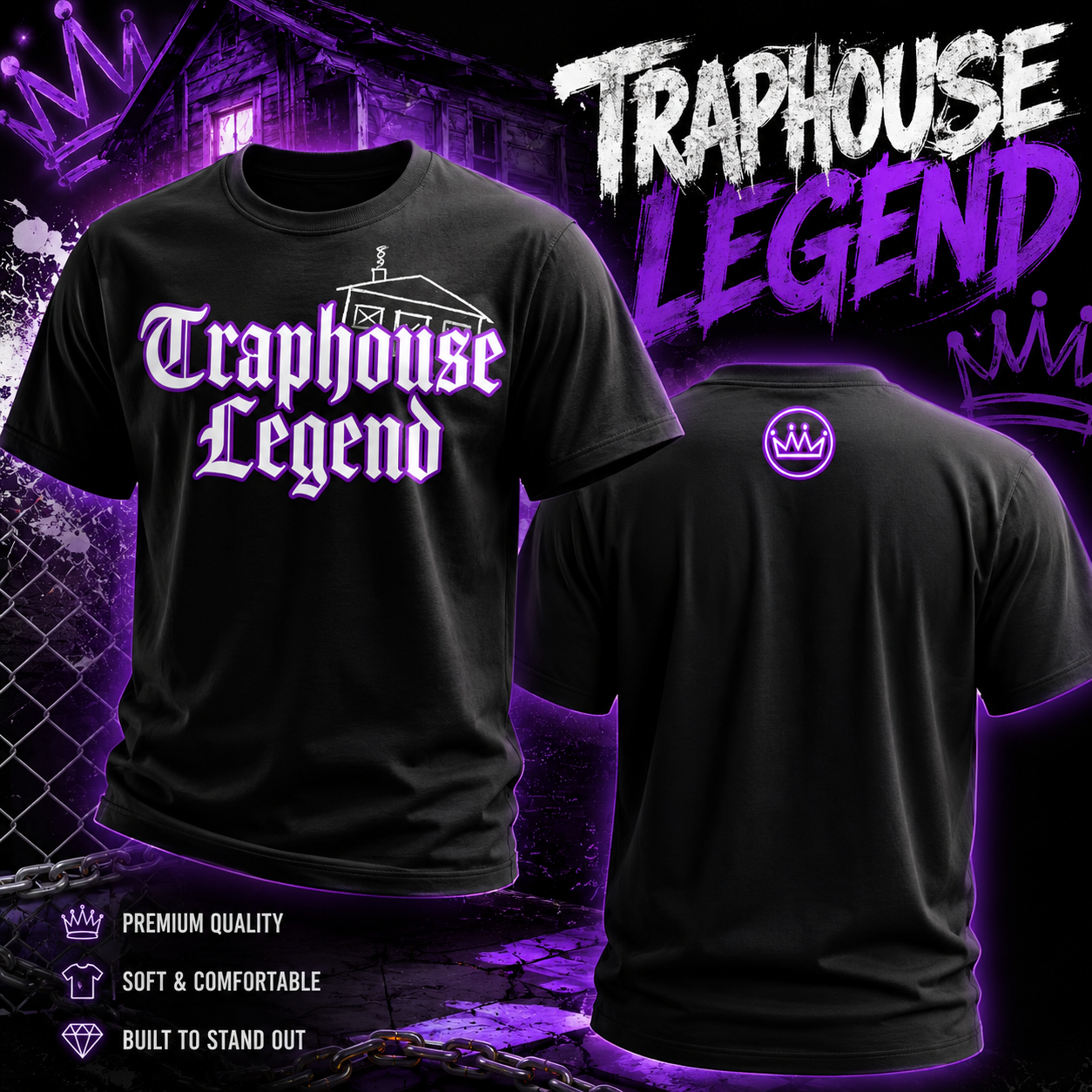 Mosswood 6ix 5ive "Traphouse Legend" black t-shirt